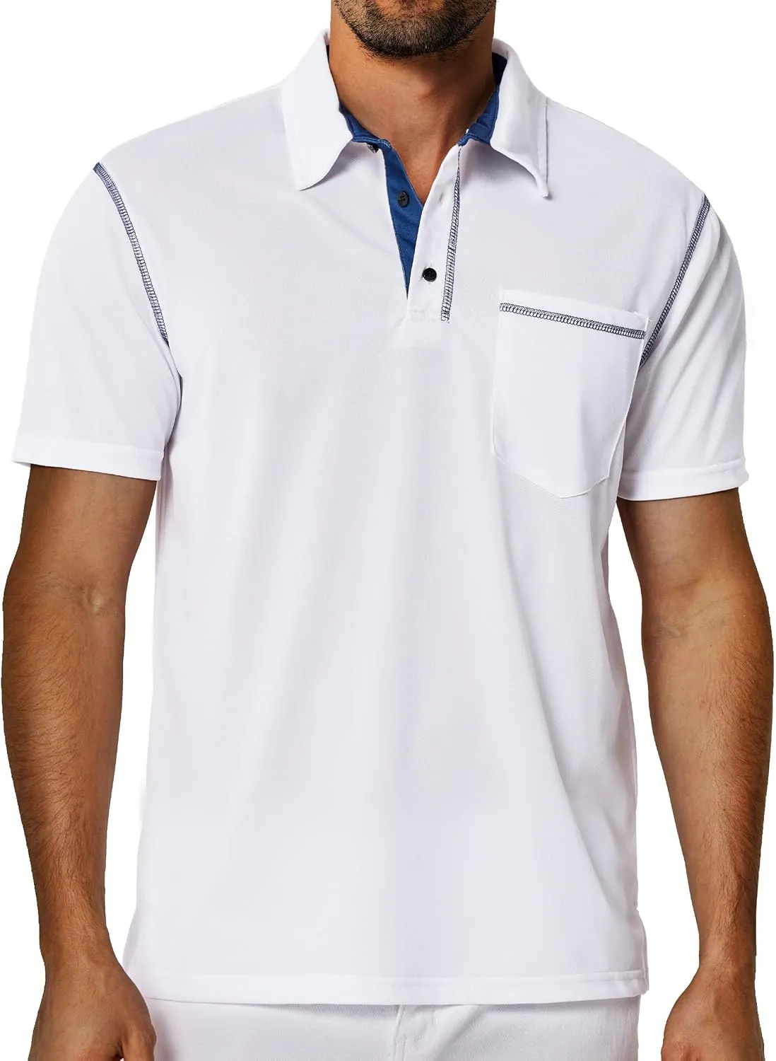 Men's Short Sleeve Polo Shirts Casual Summer Fashion Golf Polo Shirt for Men with Pocket