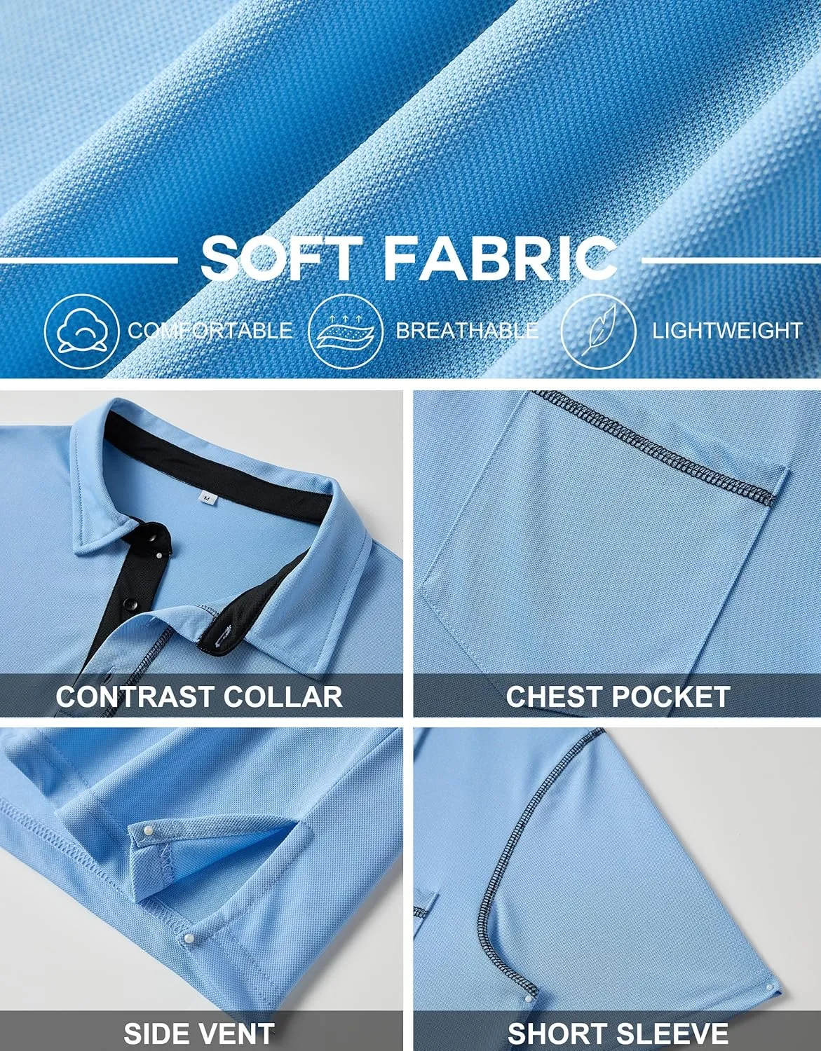 Men's Short Sleeve Polo Shirts Casual Summer Fashion Golf Polo Shirt for Men with Pocket
