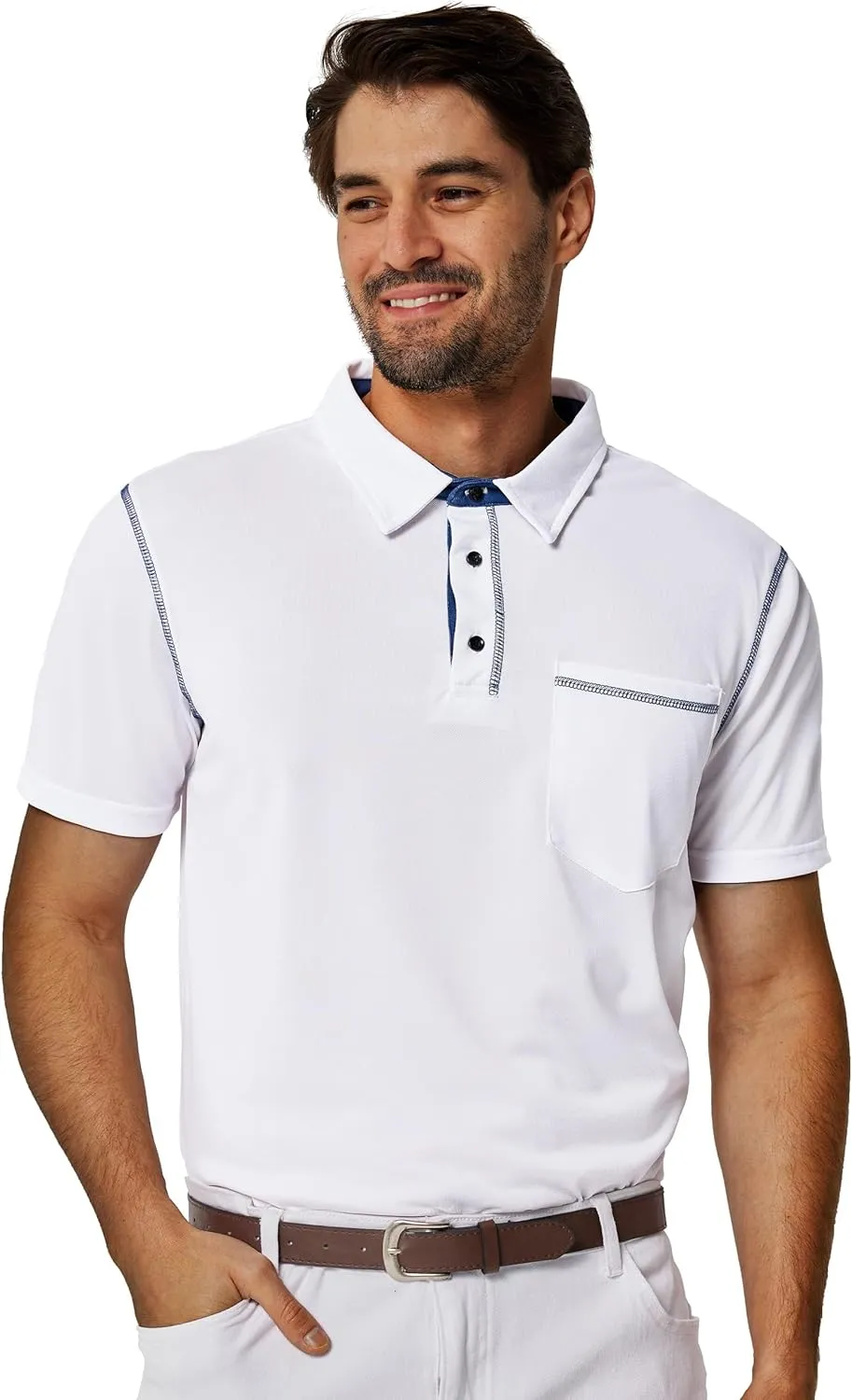 Men's Short Sleeve Polo Shirts Casual Summer Fashion Golf Polo Shirt for Men with Pocket