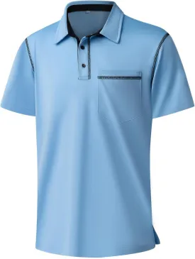 Men's Short Sleeve Polo Shirts Casual Summer Fashion Golf Polo Shirt for Men with Pocket