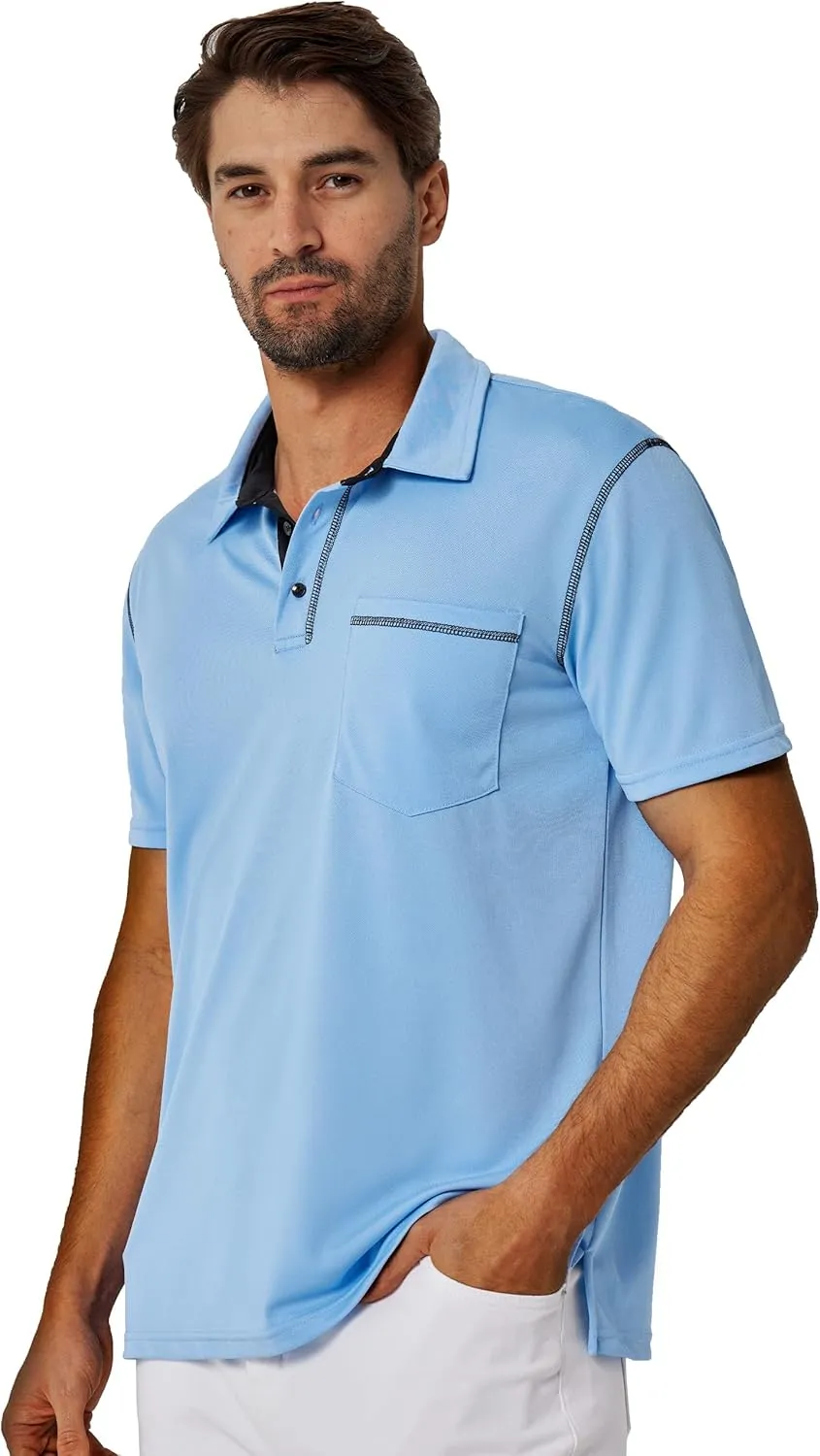 Men's Short Sleeve Polo Shirts Casual Summer Fashion Golf Polo Shirt for Men with Pocket