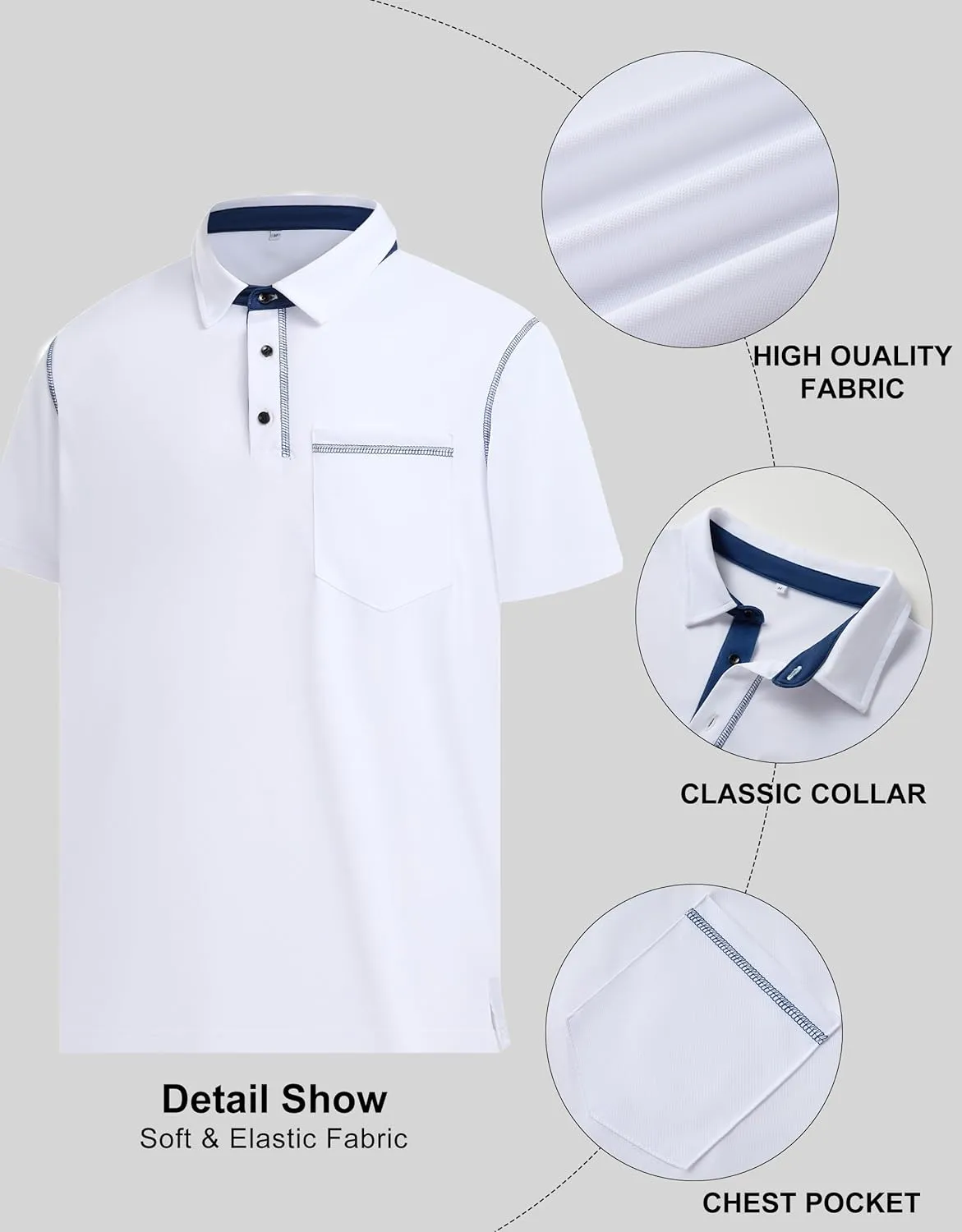 Men's Short Sleeve Polo Shirts Casual Summer Fashion Golf Polo Shirt for Men with Pocket