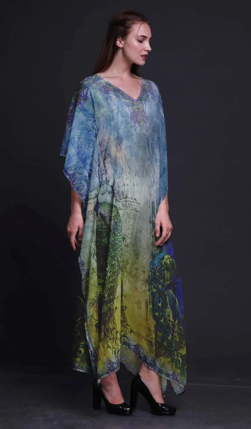 Mughal Monuments Beach Kaftan Bikini Cover up Women Maxi Dress Long Caftan