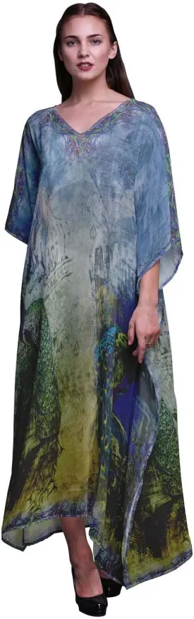 Mughal Monuments Beach Kaftan Bikini Cover up Women Maxi Dress Long Caftan