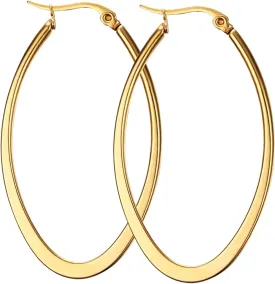 Nanafast Titanium Stainless Steel Oval-shaped Hoop Earrings for Women