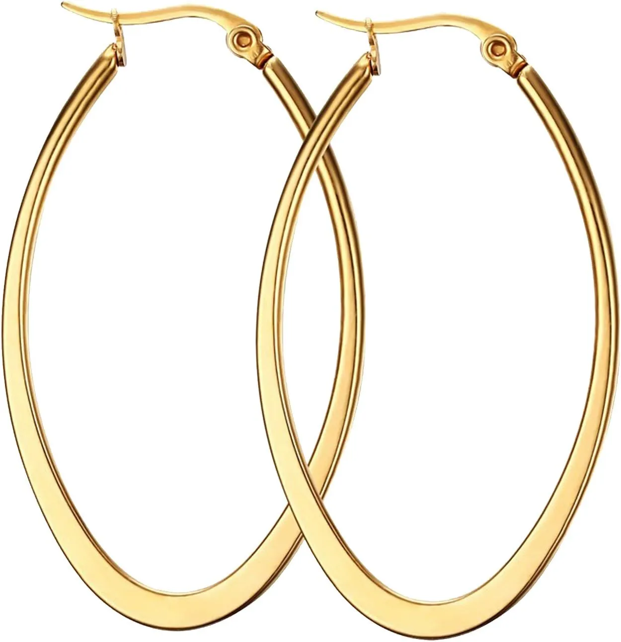 Nanafast Titanium Stainless Steel Oval-shaped Hoop Earrings for Women