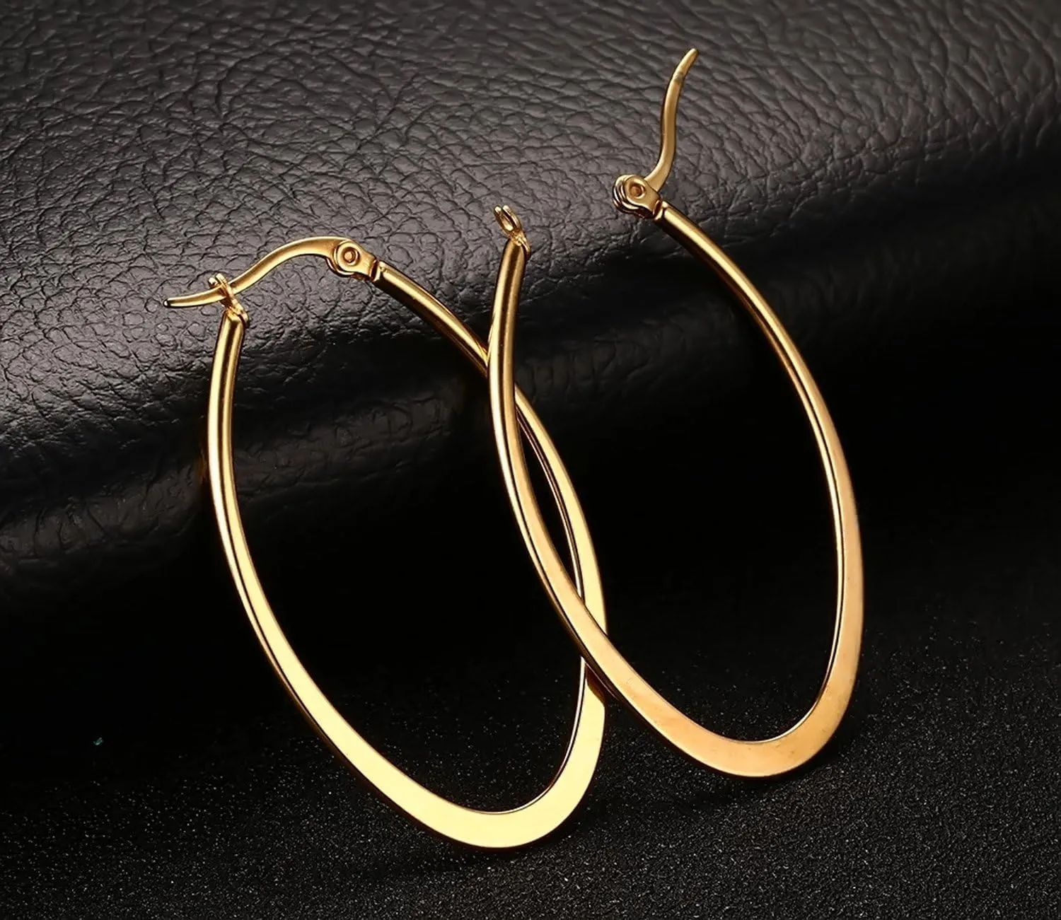 Nanafast Titanium Stainless Steel Oval-shaped Hoop Earrings for Women