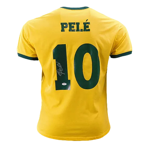 Pele Signed Brazil Yellow Soccer Jersey (Beckett)