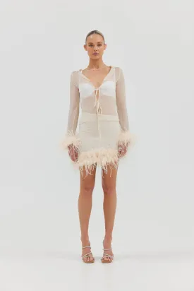 Perla Crepe Diagonal Skirt - Ivory