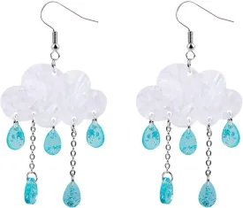 Raindrops Fashion Rainbow Cloud Colorful for Girls Cute Creative Clouds Water Droplets Dangle Earrings Jewelry for Girls