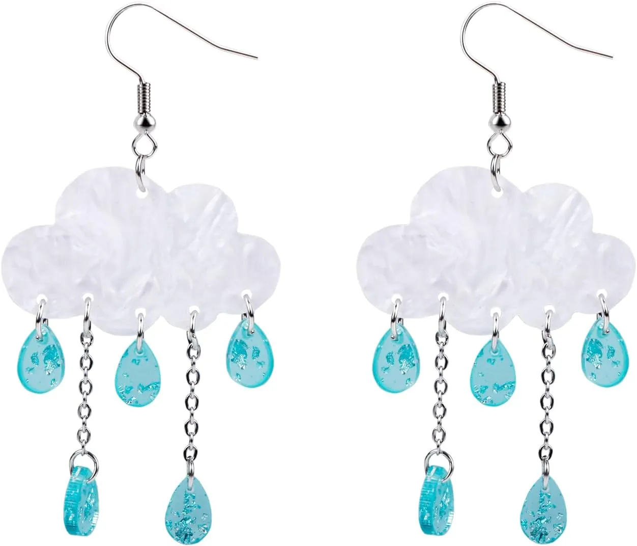Raindrops Fashion Rainbow Cloud Colorful for Girls Cute Creative Clouds Water Droplets Dangle Earrings Jewelry for Girls