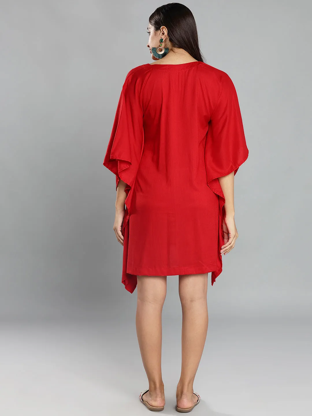 Red Rayon Kaftan - Jolly