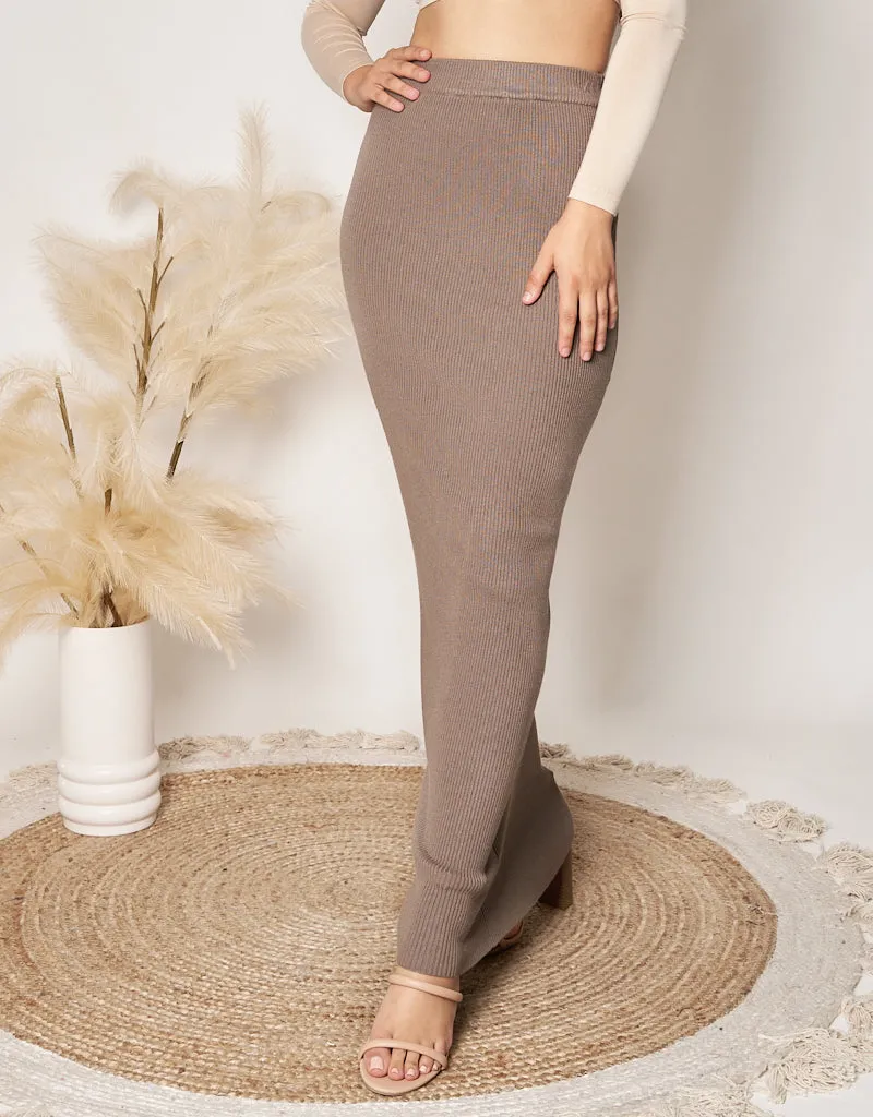 Ribbed Knit Skirt - Shades of Nude