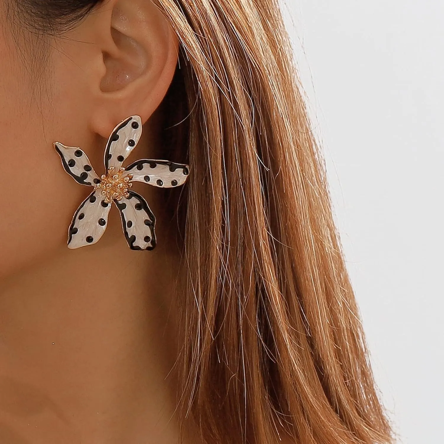 Simple Cute Petal Flower Large Earrings for Women,Lightweight Enamel Drop Oil Flower Earrings Jewelry Gifts
