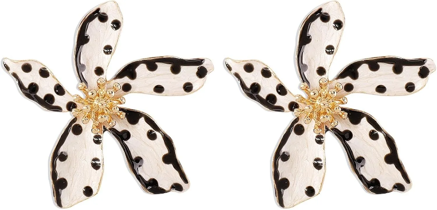 Simple Cute Petal Flower Large Earrings for Women,Lightweight Enamel Drop Oil Flower Earrings Jewelry Gifts