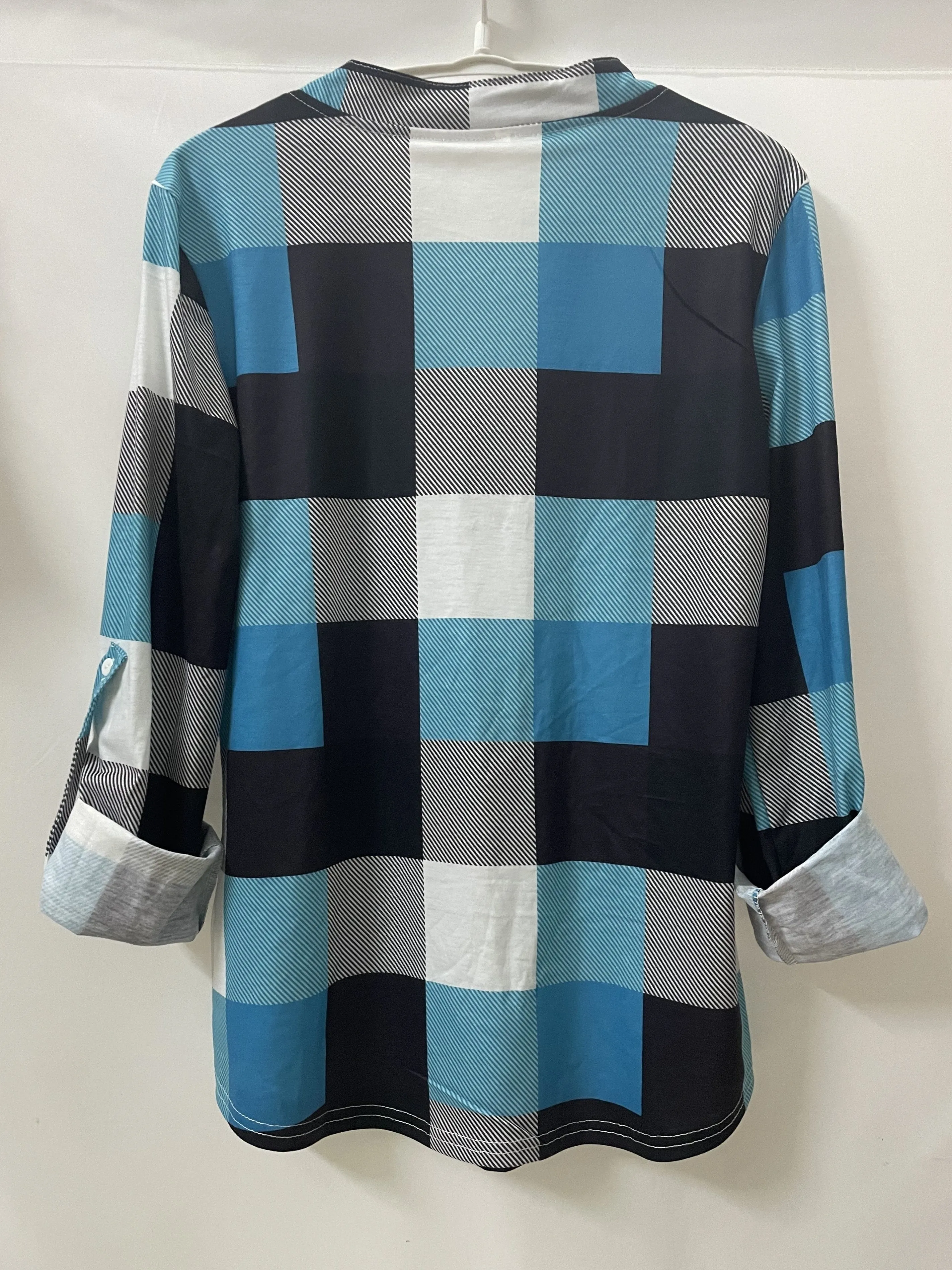 Stylish Plaid Vneck Perfect Everyday Long Sleeve Casual Shirt