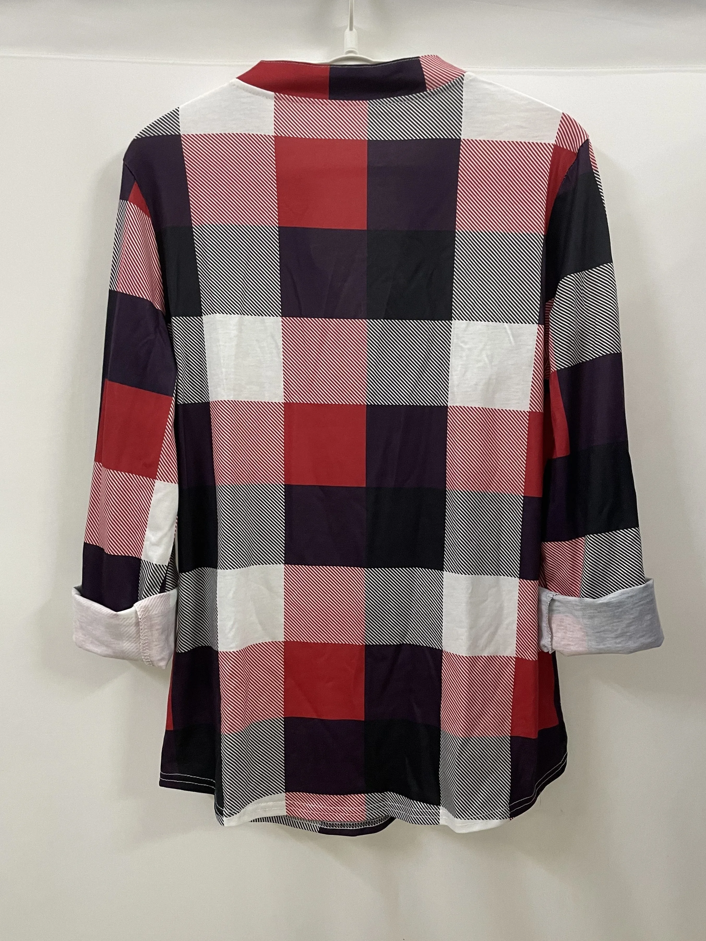 Stylish Plaid Vneck Perfect Everyday Long Sleeve Casual Shirt