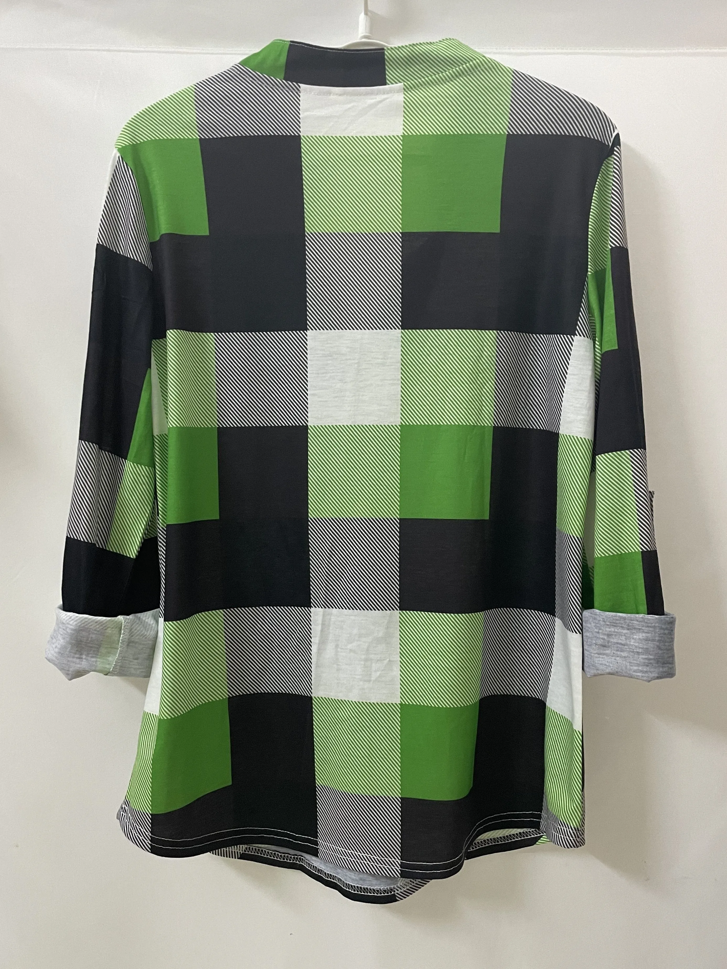 Stylish Plaid Vneck Perfect Everyday Long Sleeve Casual Shirt