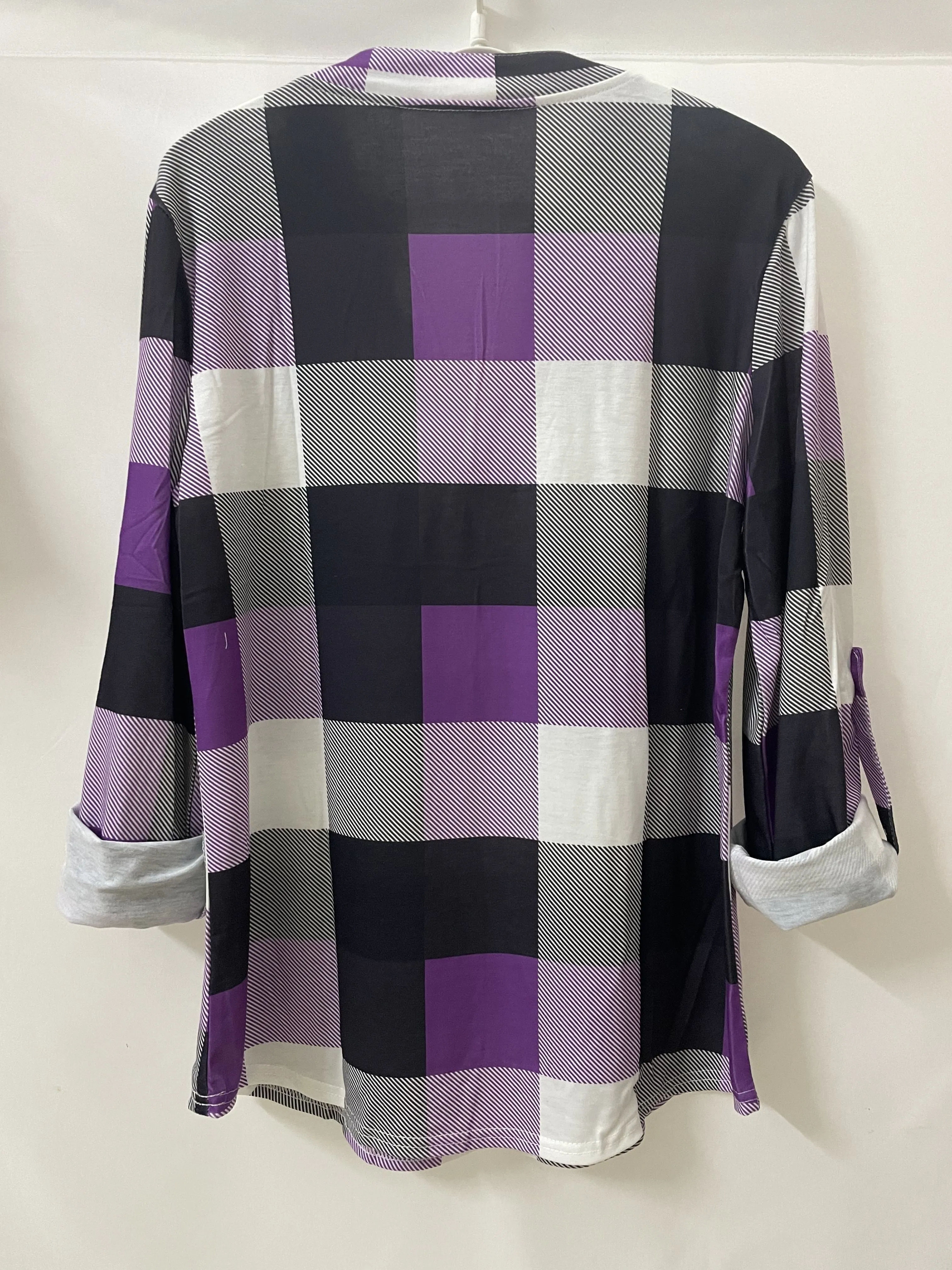 Stylish Plaid Vneck Perfect Everyday Long Sleeve Casual Shirt