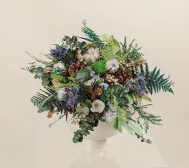 Winter Wonderland Bouquet Christmas Wedding Boho Bridal Bouquet / Greenery Bouquet with Pine Cones and Eternal Roses
