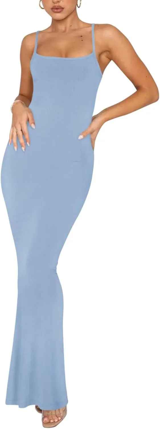 Womens Dresses Sexy Lounge Slip Long Dress Bodycon Spaghetti Strap Sleeveless Maxi Dresses Elegant Dressy Dress 2025