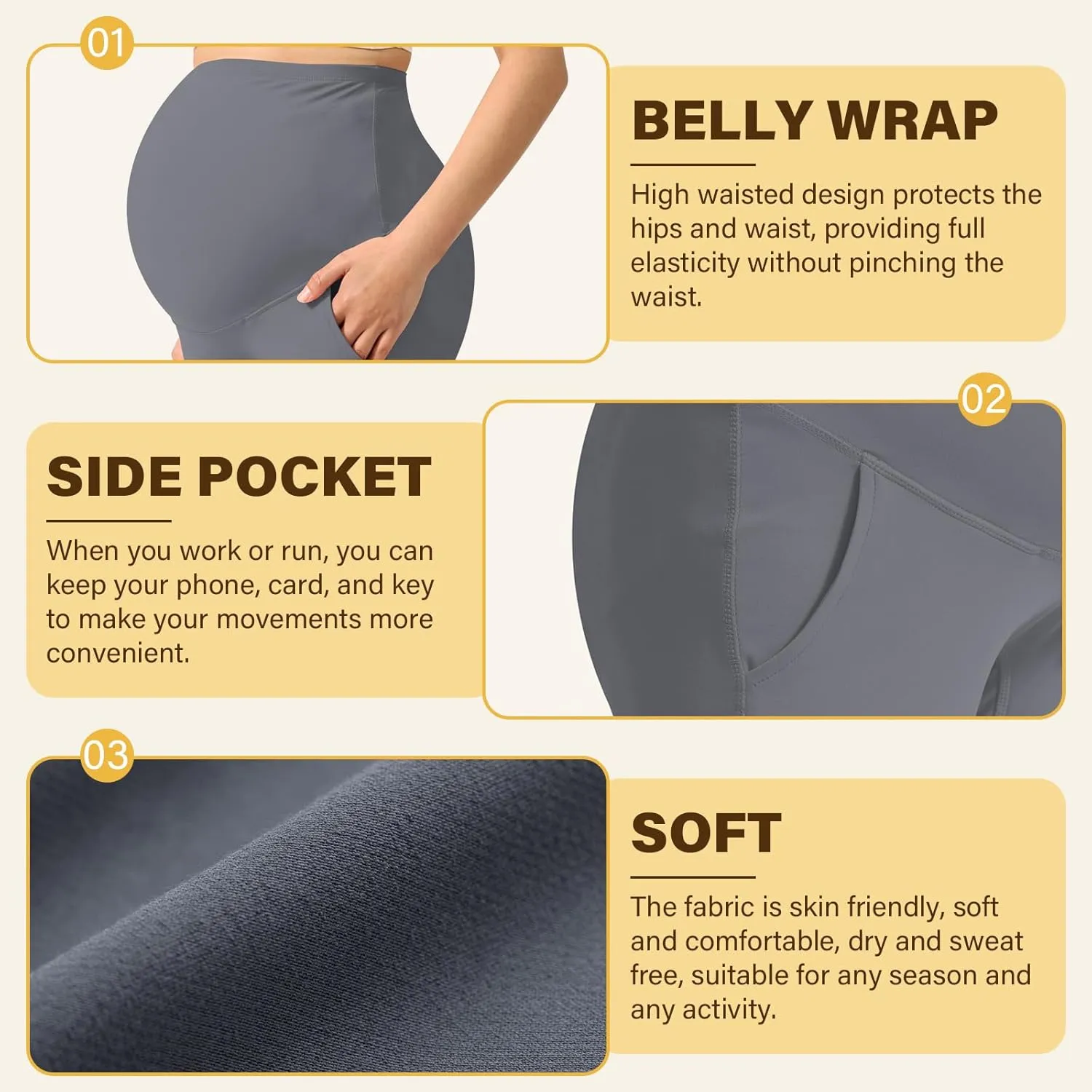 Women's Maternity Leggings Over The Belly Pregnancy with Pockets Yoga Pants Active Wear Tights Pants Workout