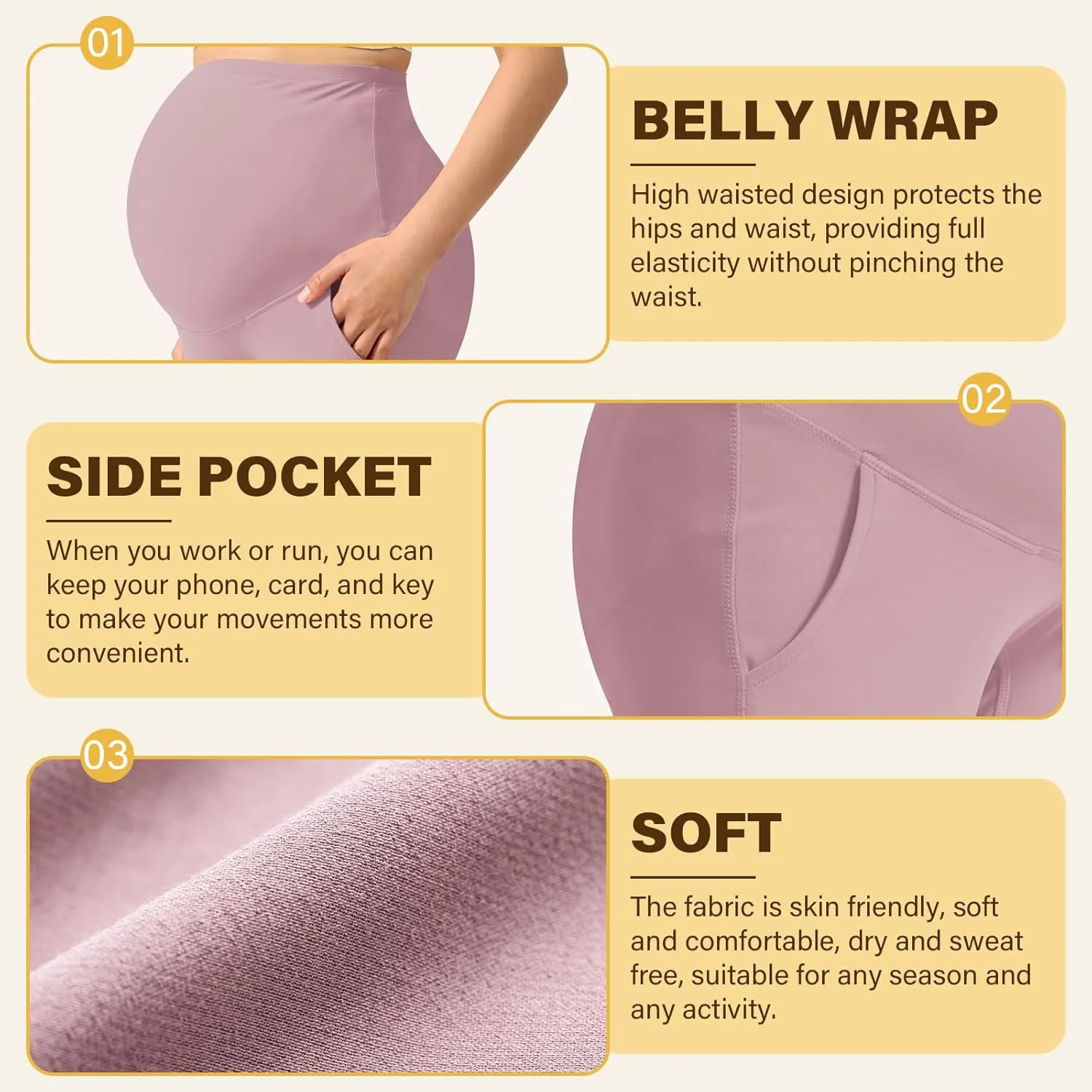 Women's Maternity Leggings Over The Belly Pregnancy with Pockets Yoga Pants Active Wear Tights Pants Workout