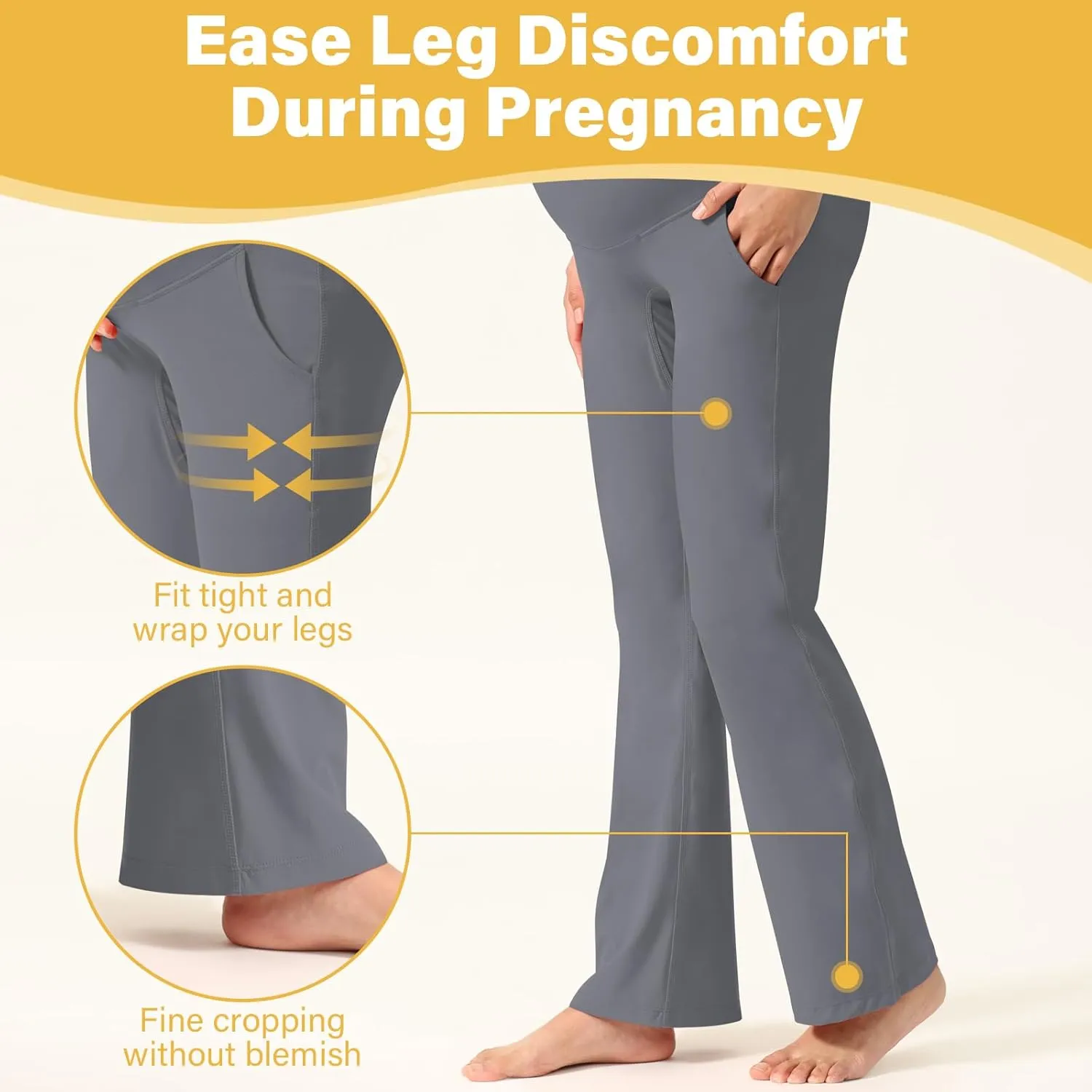 Women's Maternity Leggings Over The Belly Pregnancy with Pockets Yoga Pants Active Wear Tights Pants Workout