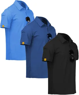 ZITY 3 Pack Mens Polo Shirt Short Sleeve Sports Performance Business Casual Golf Shirts for Men Collared Tactical T-Shirts